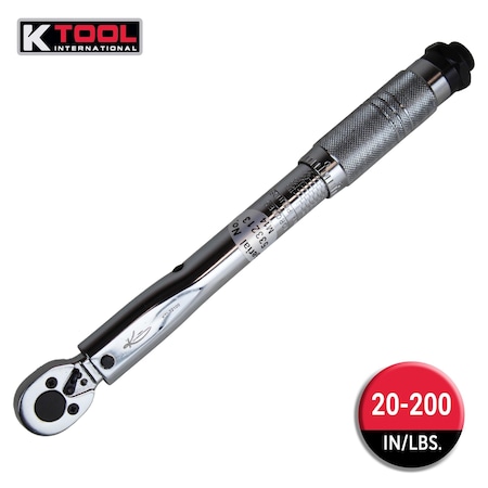 K Tool International Ratcheting Torque Wrench, 3/8" Drive KTI72100